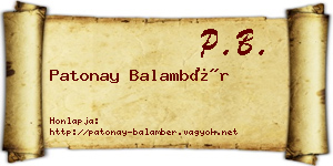 Patonay Balambér névjegykártya